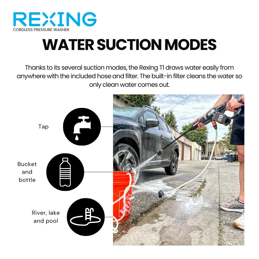 Rexing T1 water suction modes