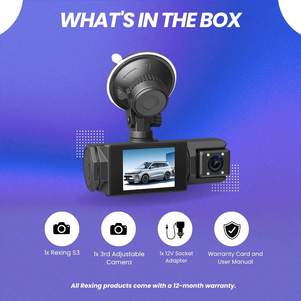 Rexing S3 what's in the box